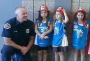 Daisy Troop and firefighters