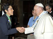 Anna Maria Chavez with Poop Francis